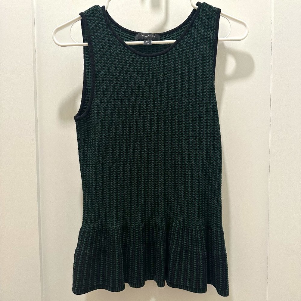 Ann Taylor Knit Office Blouse - XXS - Blue/Green